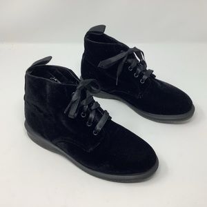 Dr. Martens Lana Black Velvet Lace Up Ankle Boot